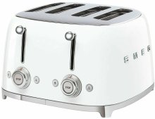 Тостер Smeg TSF03WHEU белый, 4 ломтика, корпус из нержавеющей стали, подогрев, размораживание, 6 уровней поджаривания