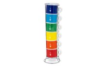 Набор из 6 чашек для эспрессо Bialetti Multicolor со стойкой TAZZ110