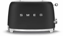 Тостер Smeg TSF01BLMEU черный матовый, стиль 50-х г. г, 2 ломтика, корпус из нержавеющей стали, 6 уровней поджаривания